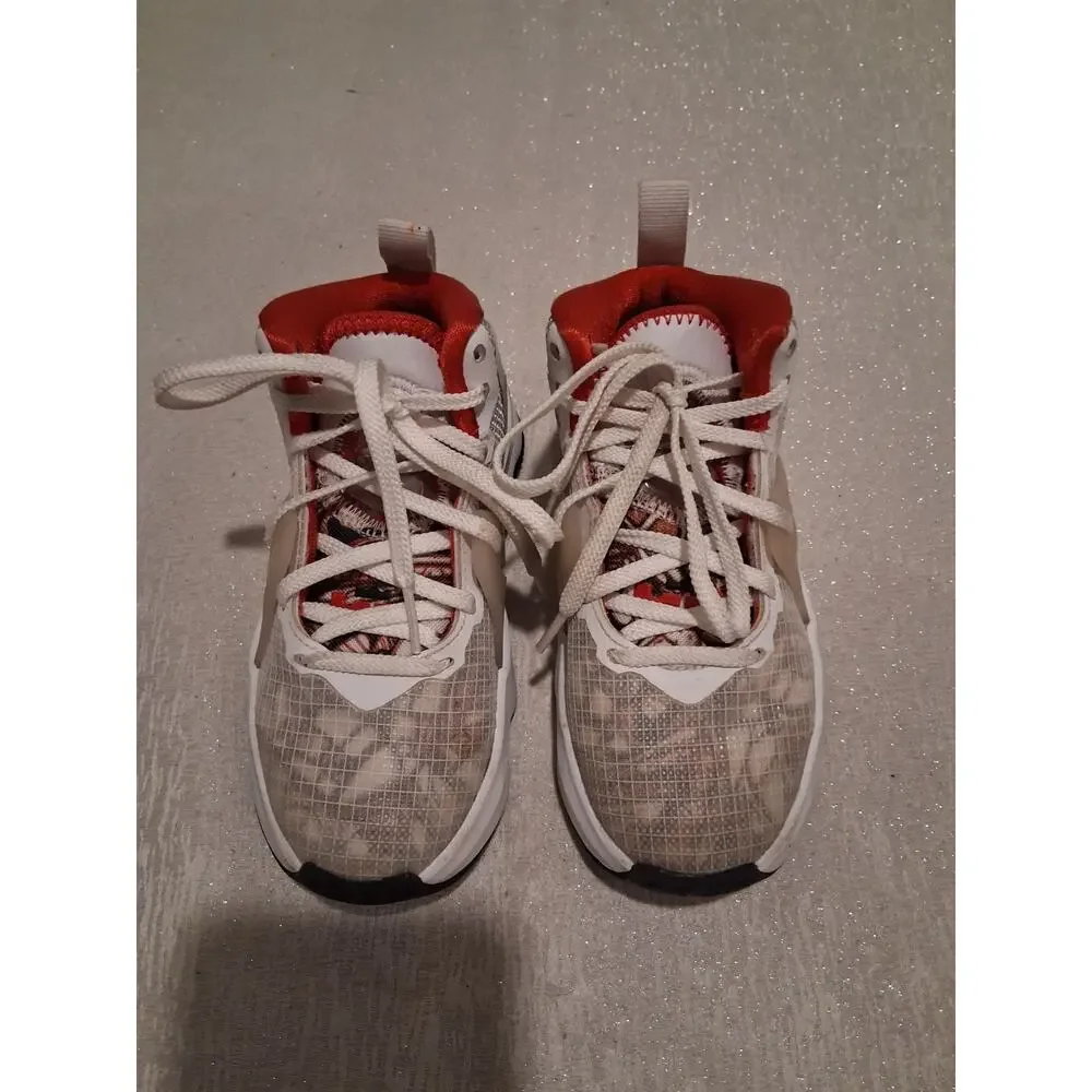Nike LeBron 19 Sketch White Red Black DD0421-101 Kids PS Size 11C Used No...